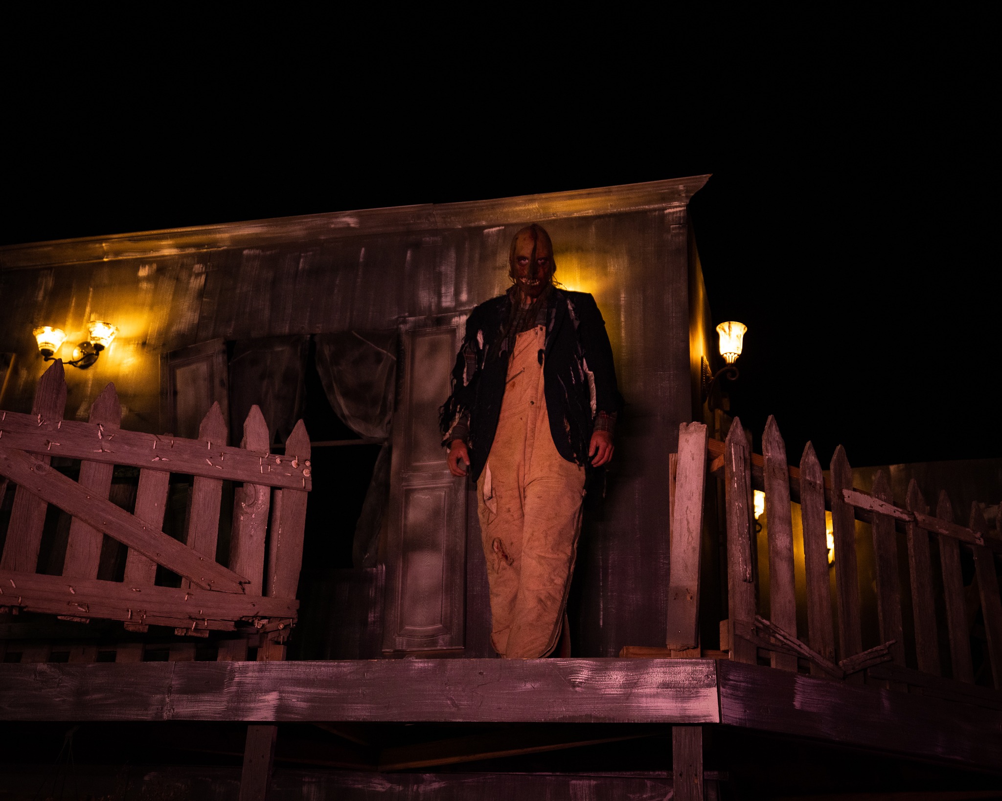 Field of Fright actor overlooking the haunted farm